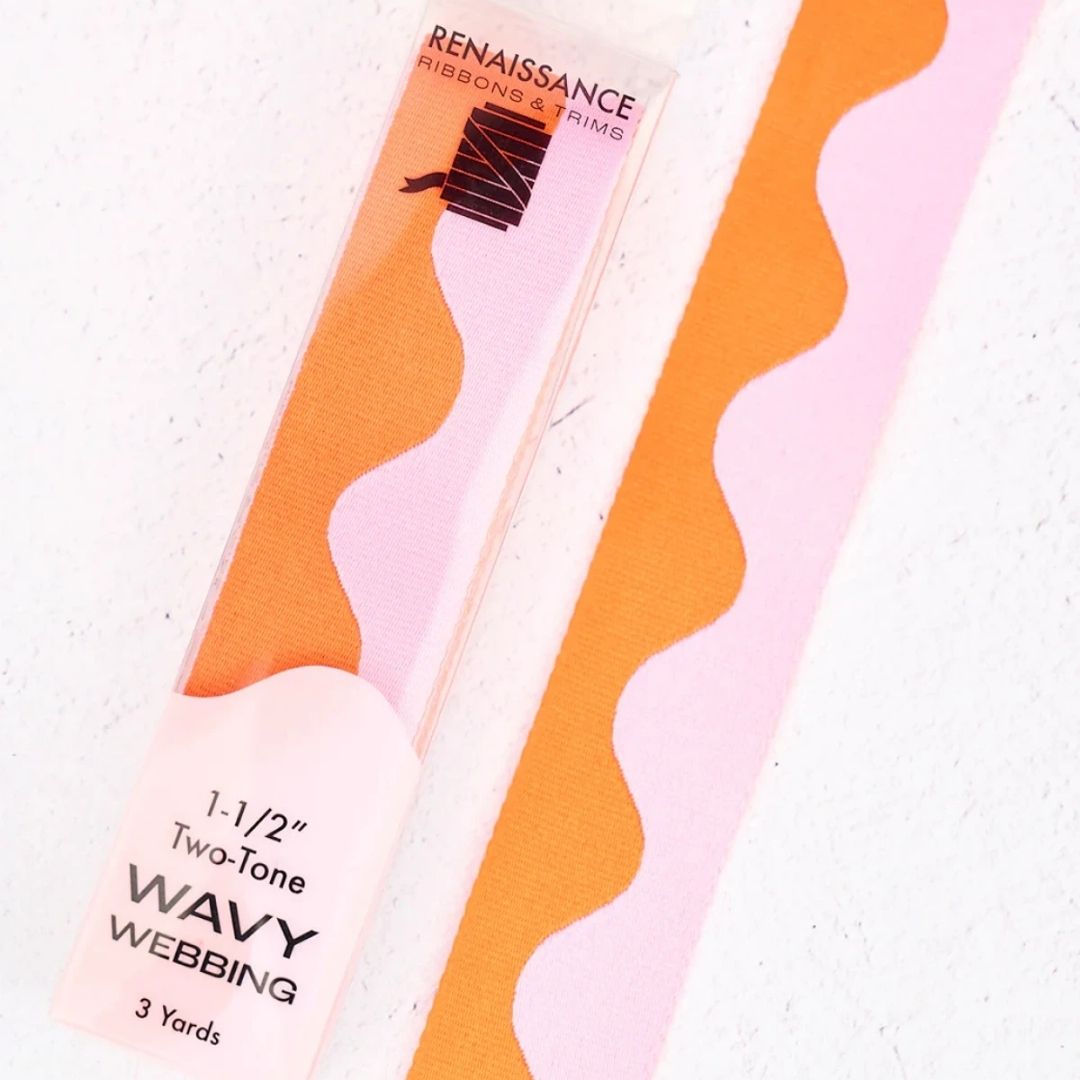 Wavy Webbing - 1-1/2" wide - Grapefruit