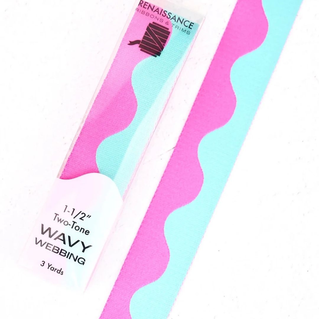 Wavy Webbing - 1-1/2" wide - Poolside