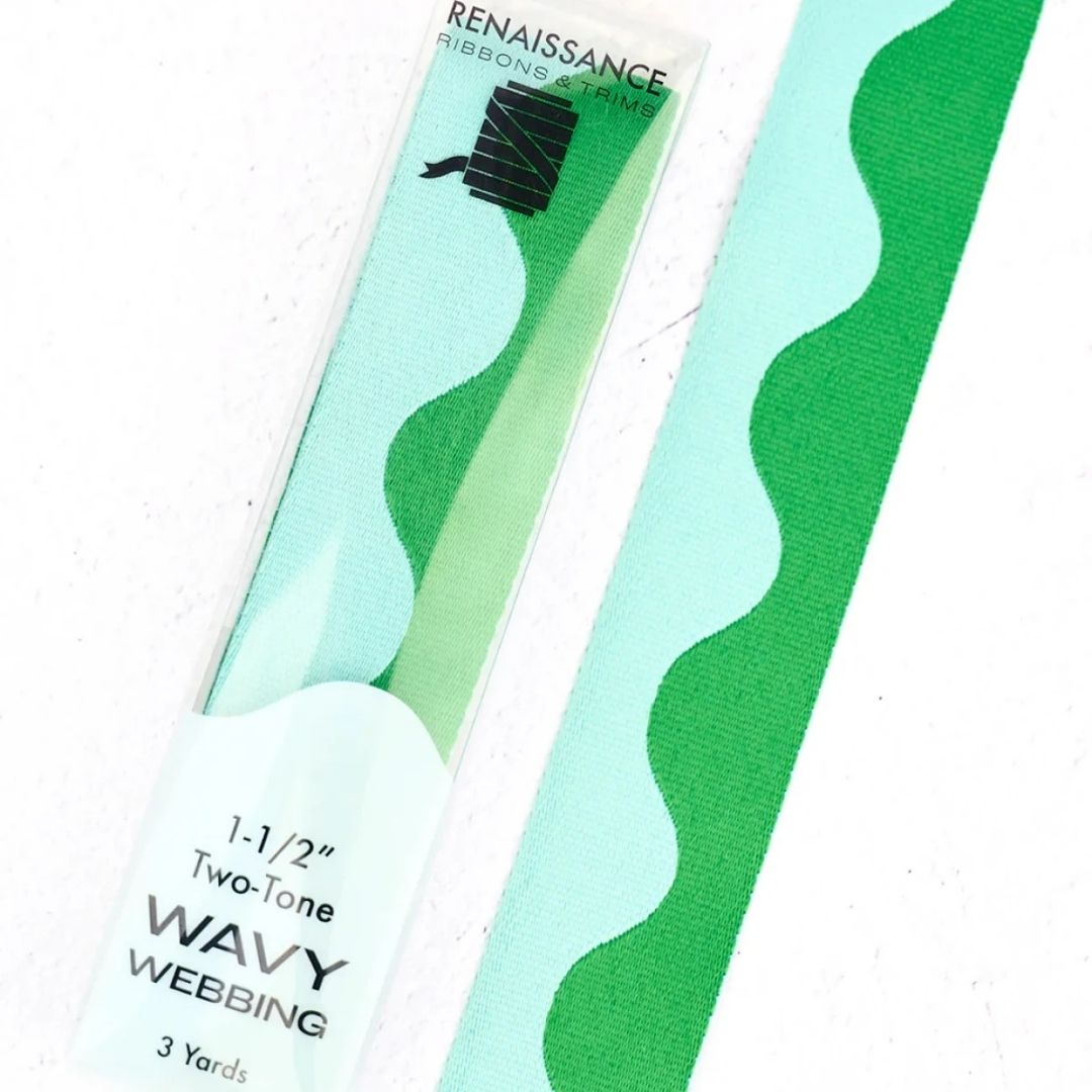 Wavy Webbing - 1-1/2" wide - Ocean Wave