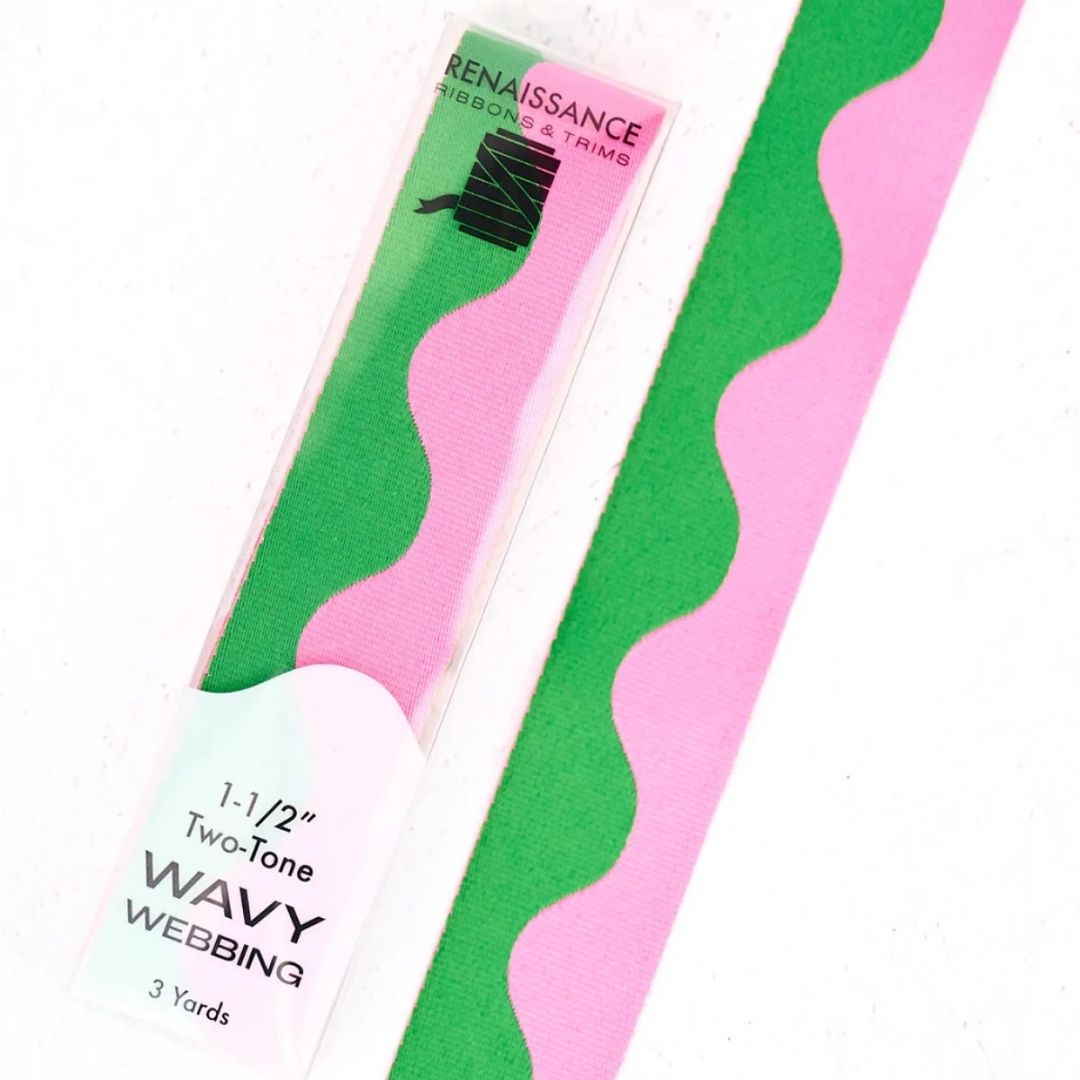Wavy Webbing - 1-1/2" wide - Dragonfruit