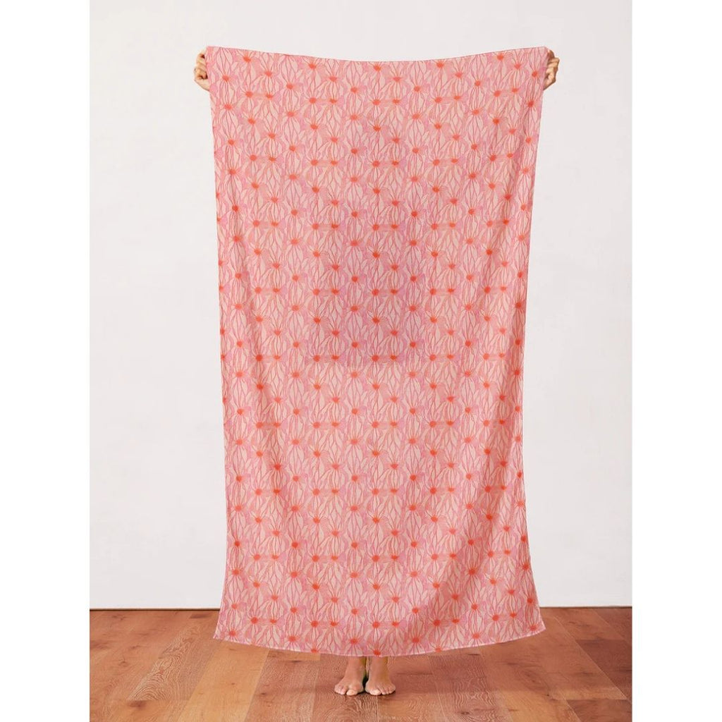 Abstract Florals Rayon - Linework Red on Cream