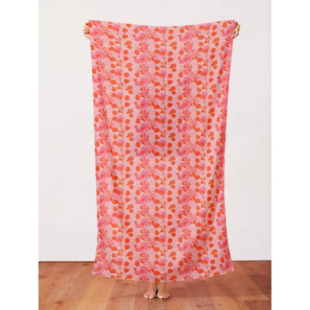 Abstract Florals Rayon - Garden Stems Red on Cream