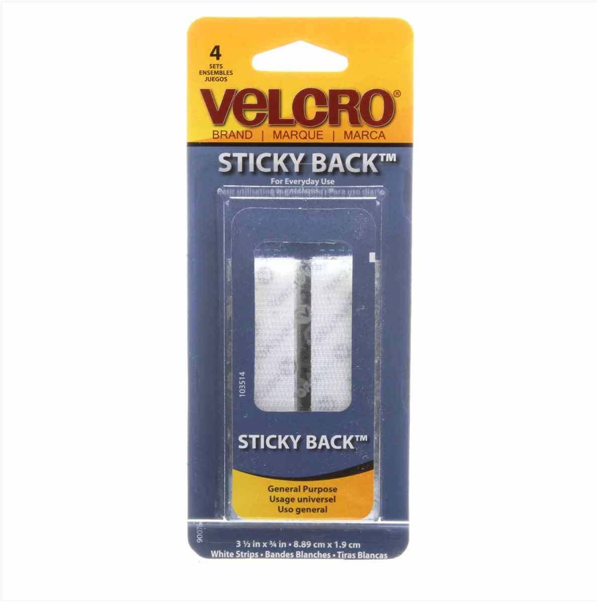 Velcro - Sticky Back Strip - White 3-1/2"