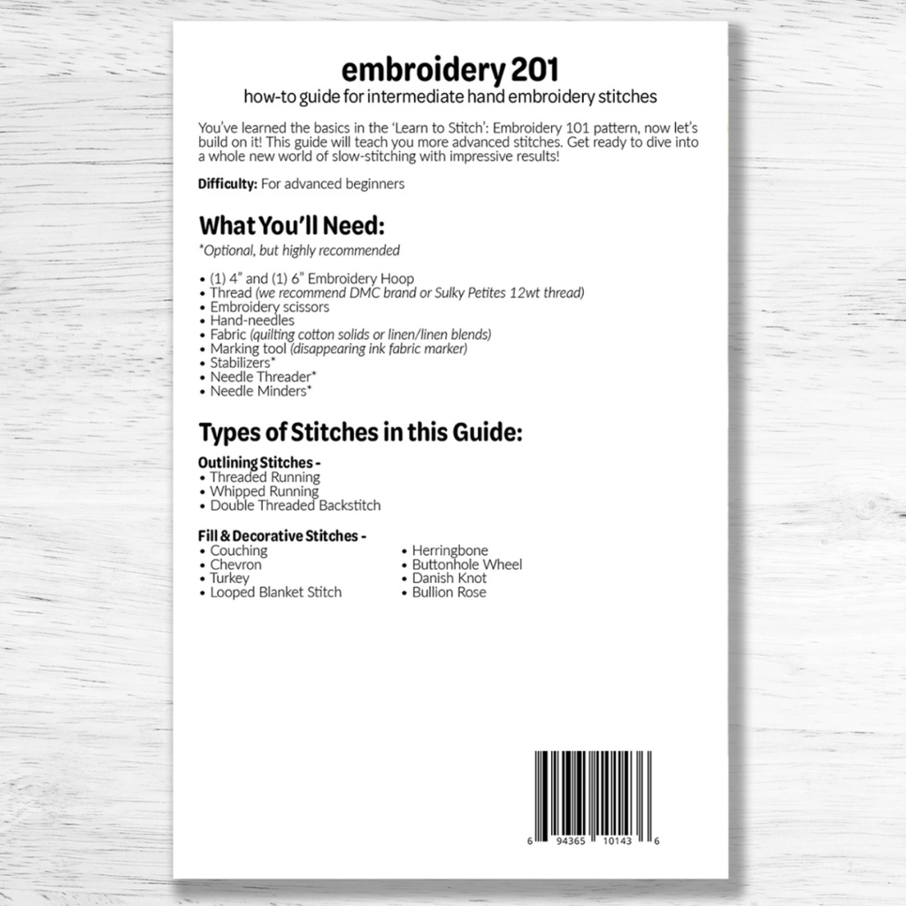 Studio M Squared - Embroidery 201 - How-To Guide For Intermediate Hand Embroidery Stitches