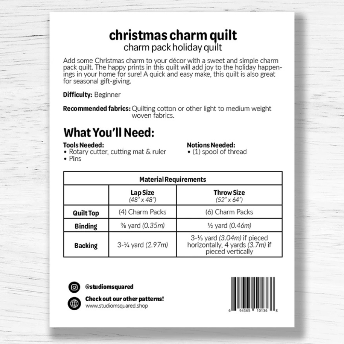 Studio M Squared - Christmas Charm Quilt Pattern