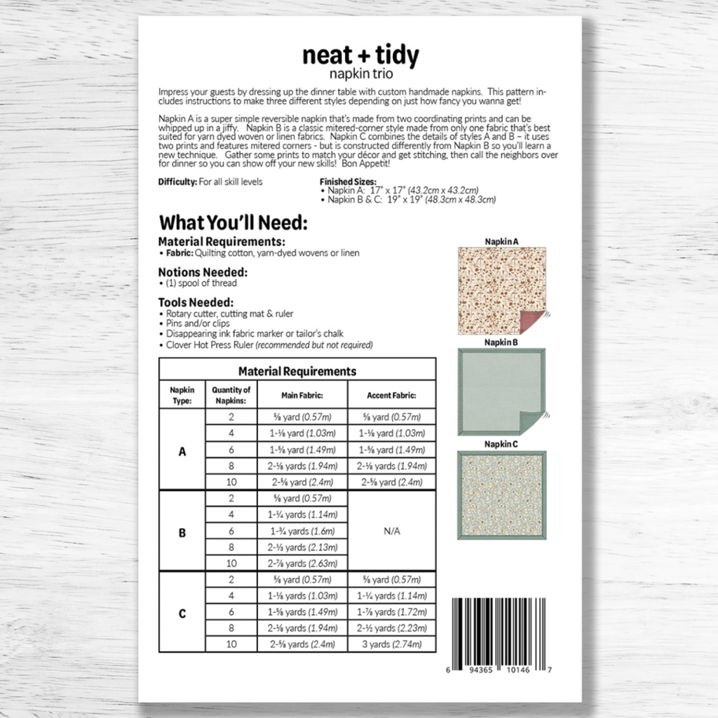 Studio M Squared - Neat + Tidy Napkin Trio