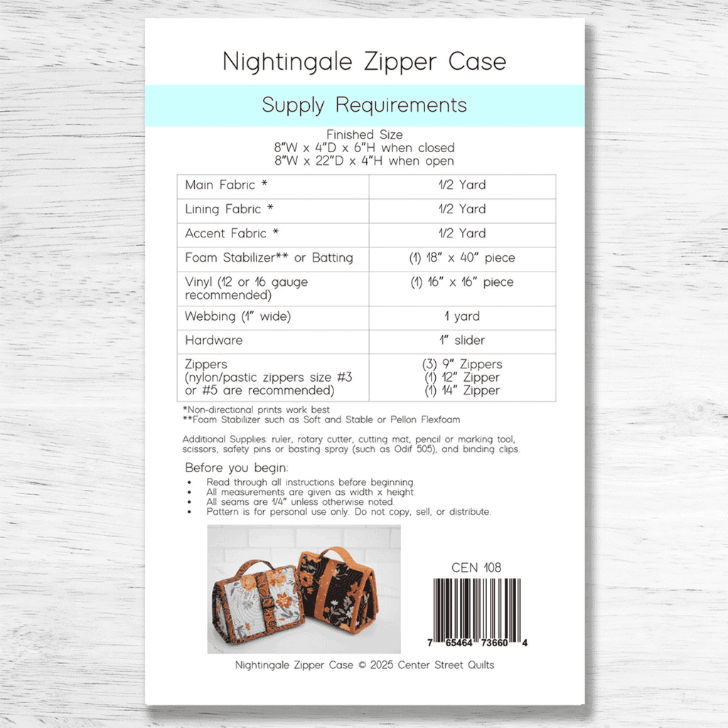 Center Street Quilts - Nightingale Zipper Case