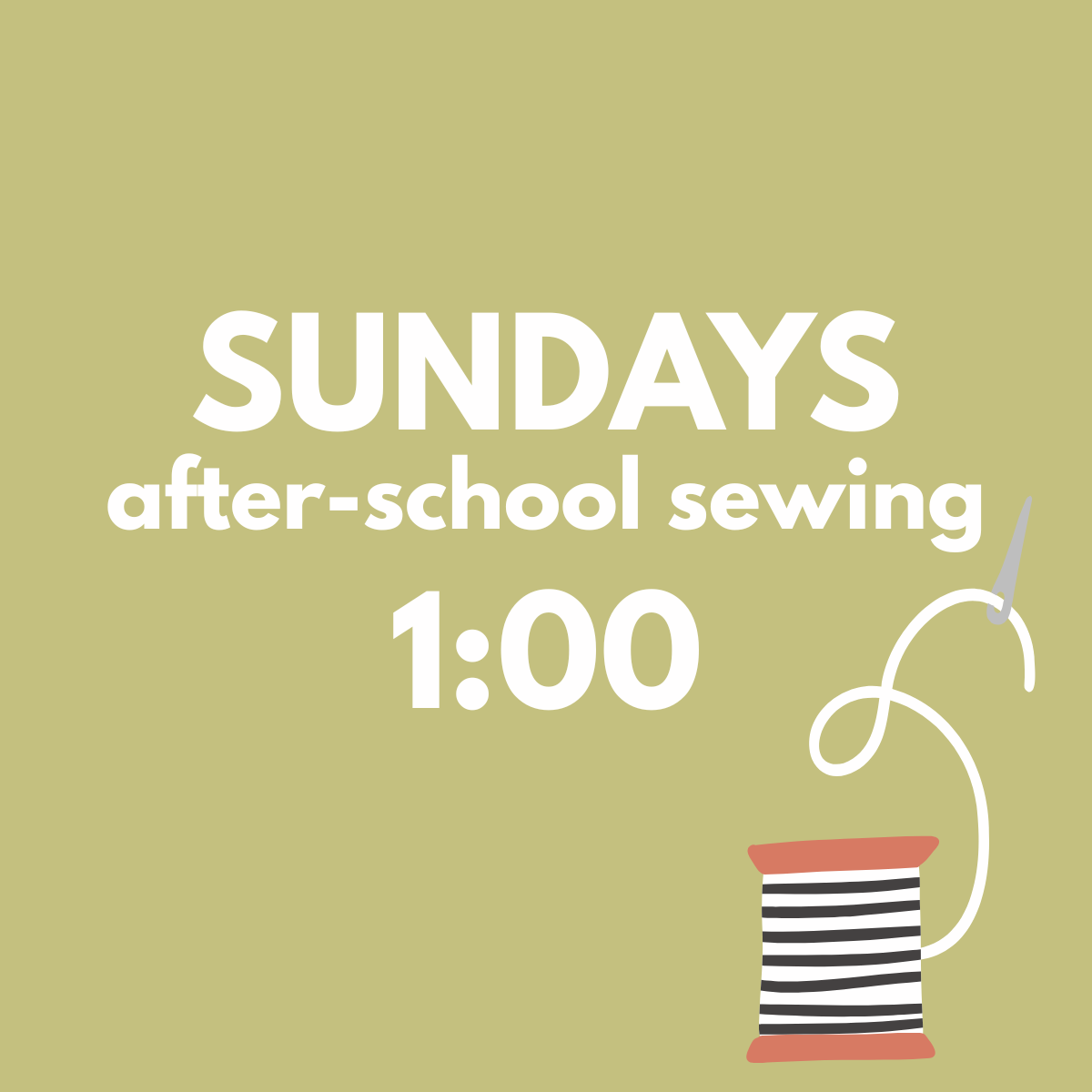 kids sewing early fall - sundays - 1:00-2:15pm