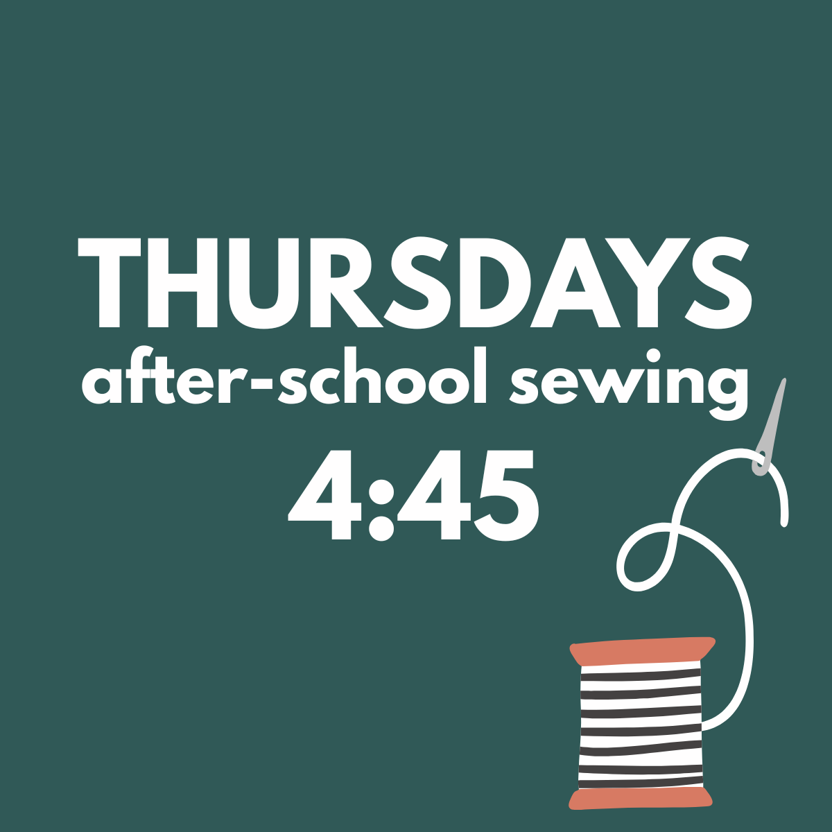 kids sewing early fall - thursdays: 4:45-6:00pm