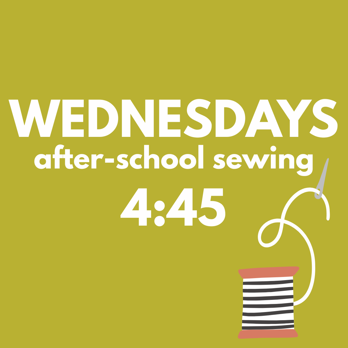 kids sewing early fall - wednesdays: 4:45-6:00pm