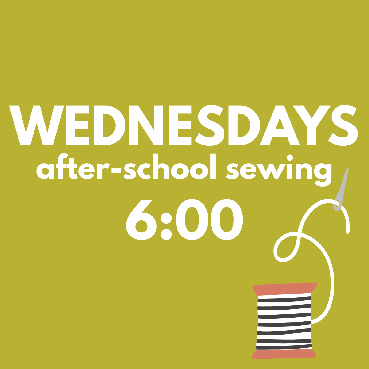 kids sewing early fall - wednesdays: 6:00-7:15pm