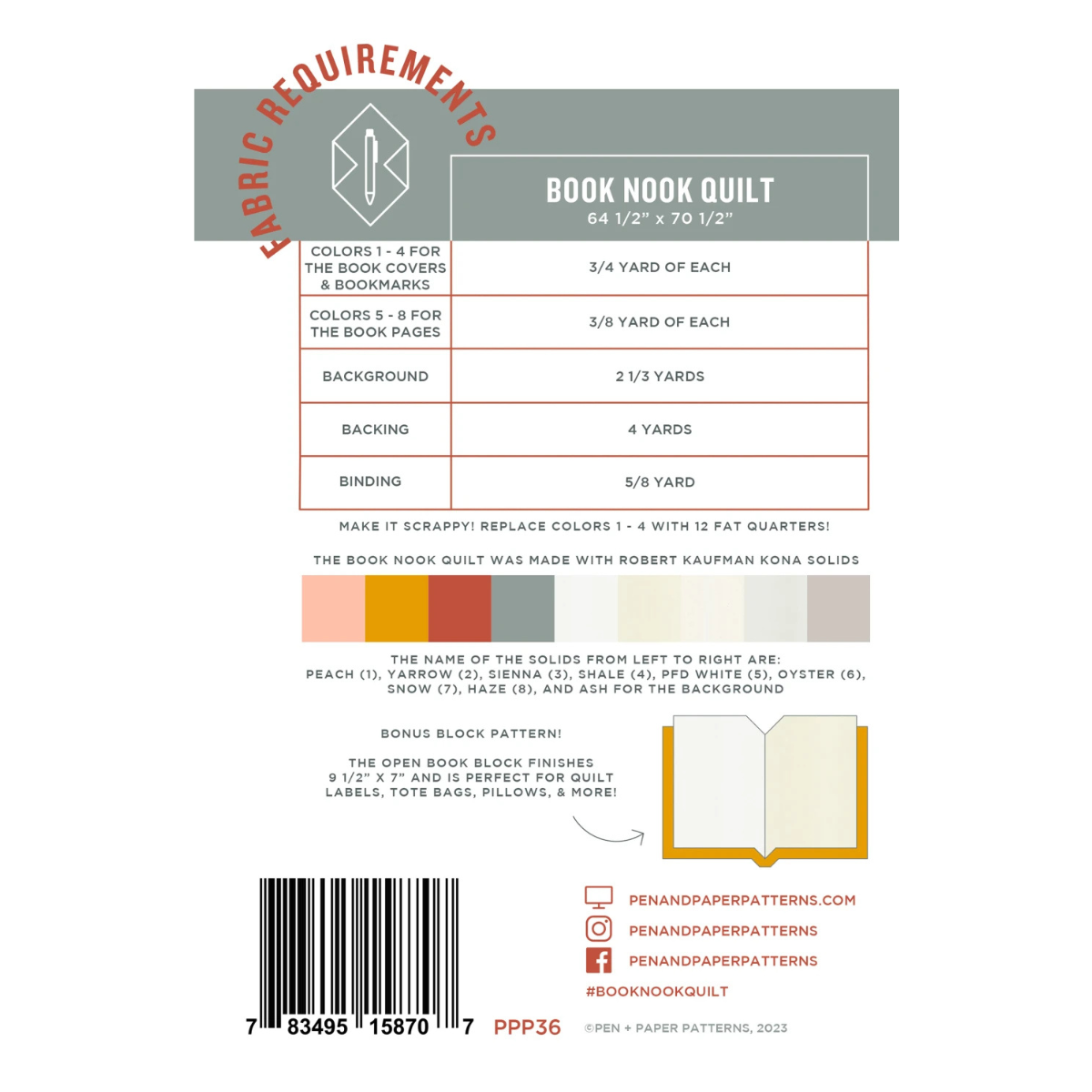 Pen + Paper Patterns - Book Nook Quilt