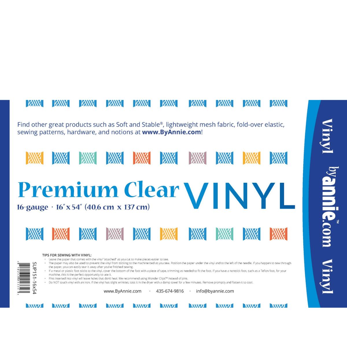 Premium Clear Vinyl - 16" x 54"