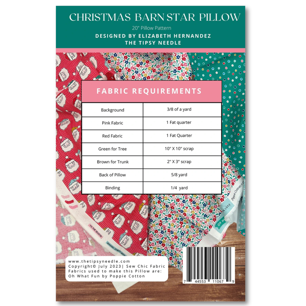 The Tipsy Needle - Christmas Barn Star Pillow Pattern