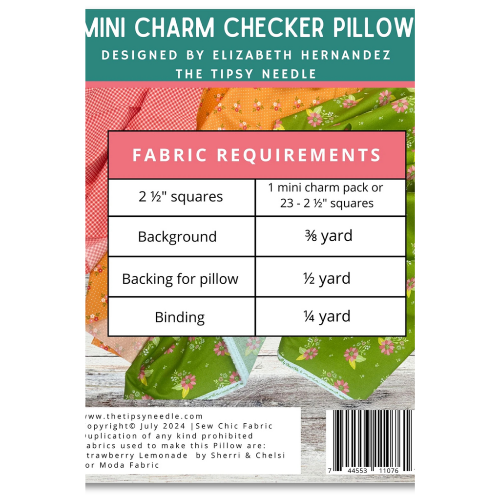 The Tipsy Needle - Shots Checker Mini Charm Pillow Pattern
