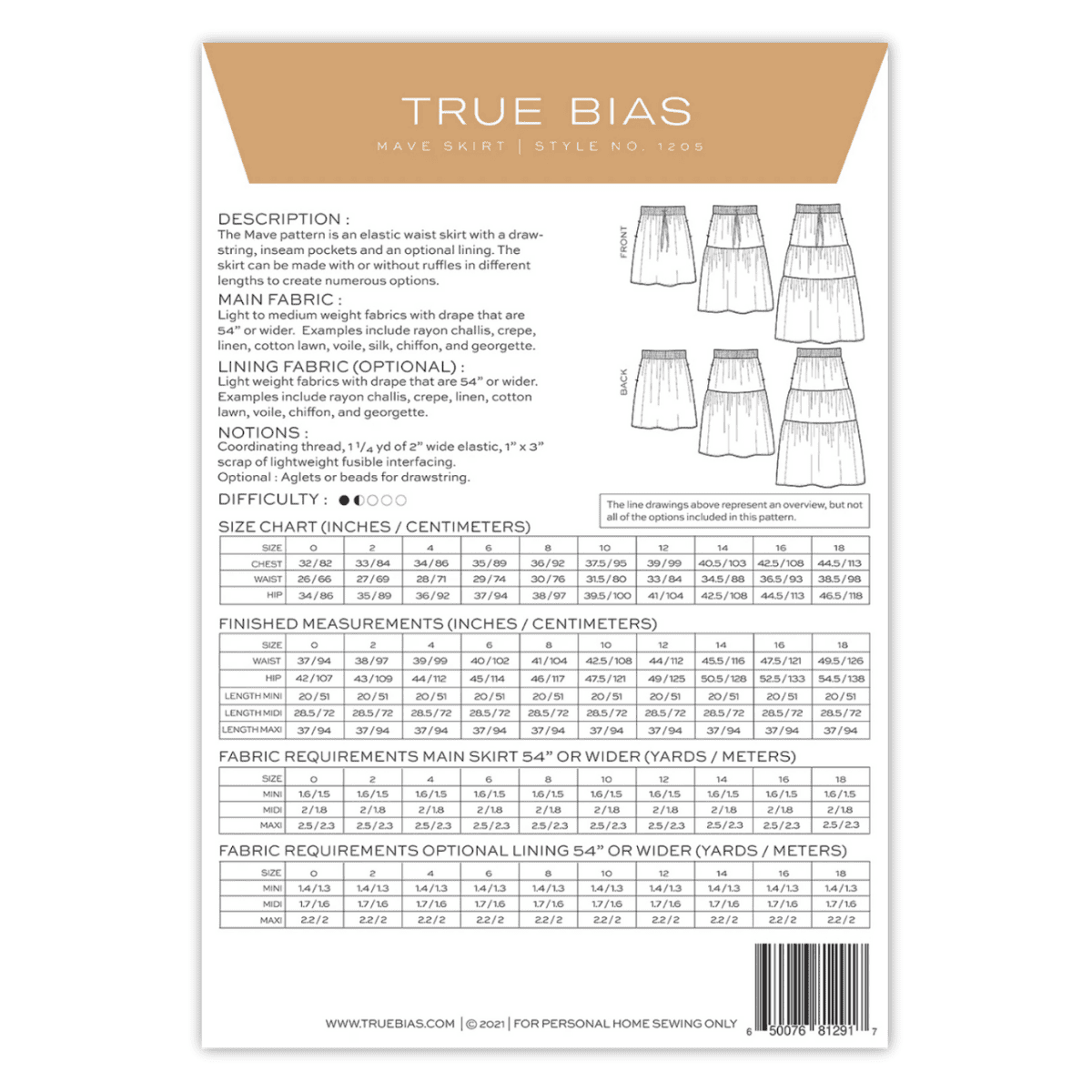 True Bias - Mave - Sizes 0-18