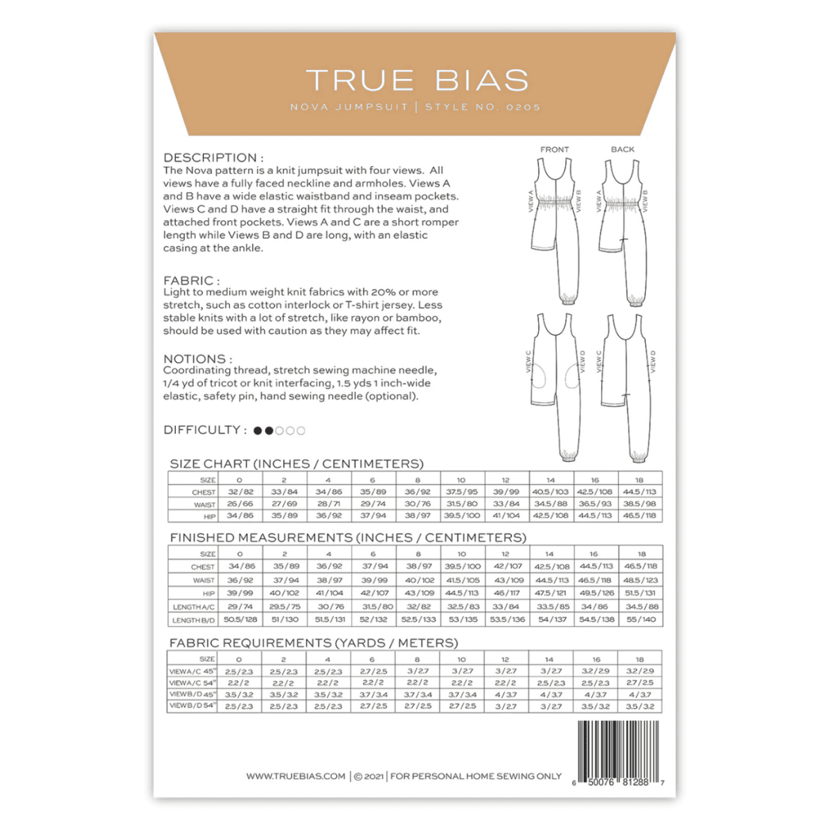 True Bias - Nova Jumpsuit - Sizes 0-18