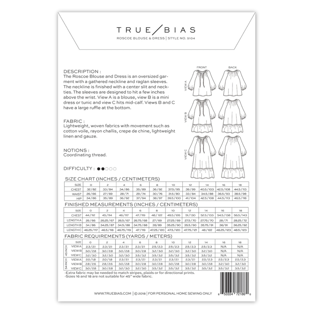 True Bias - Roscoe Dress + Blouse