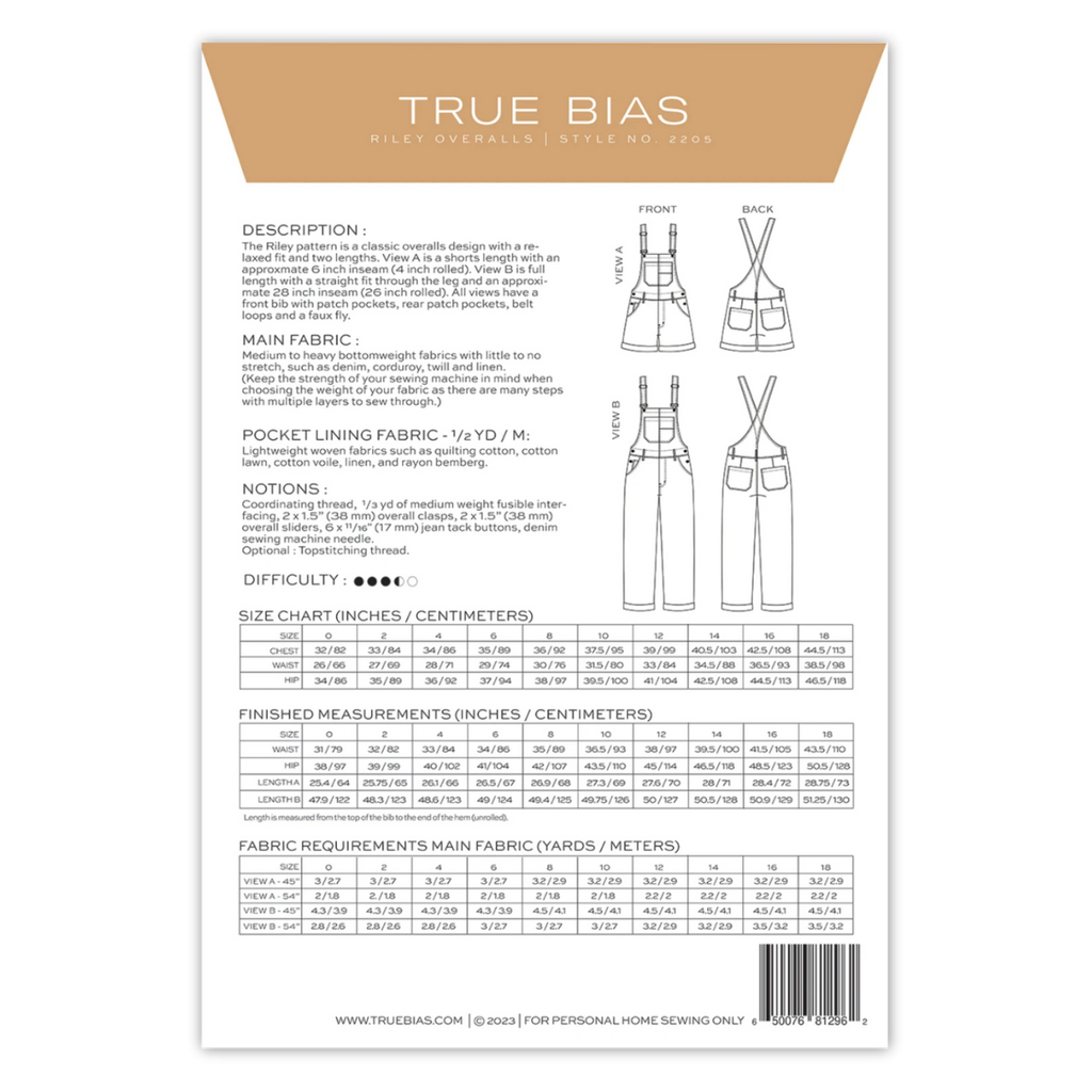True Bias - Riley Overall Pattern - 0-18