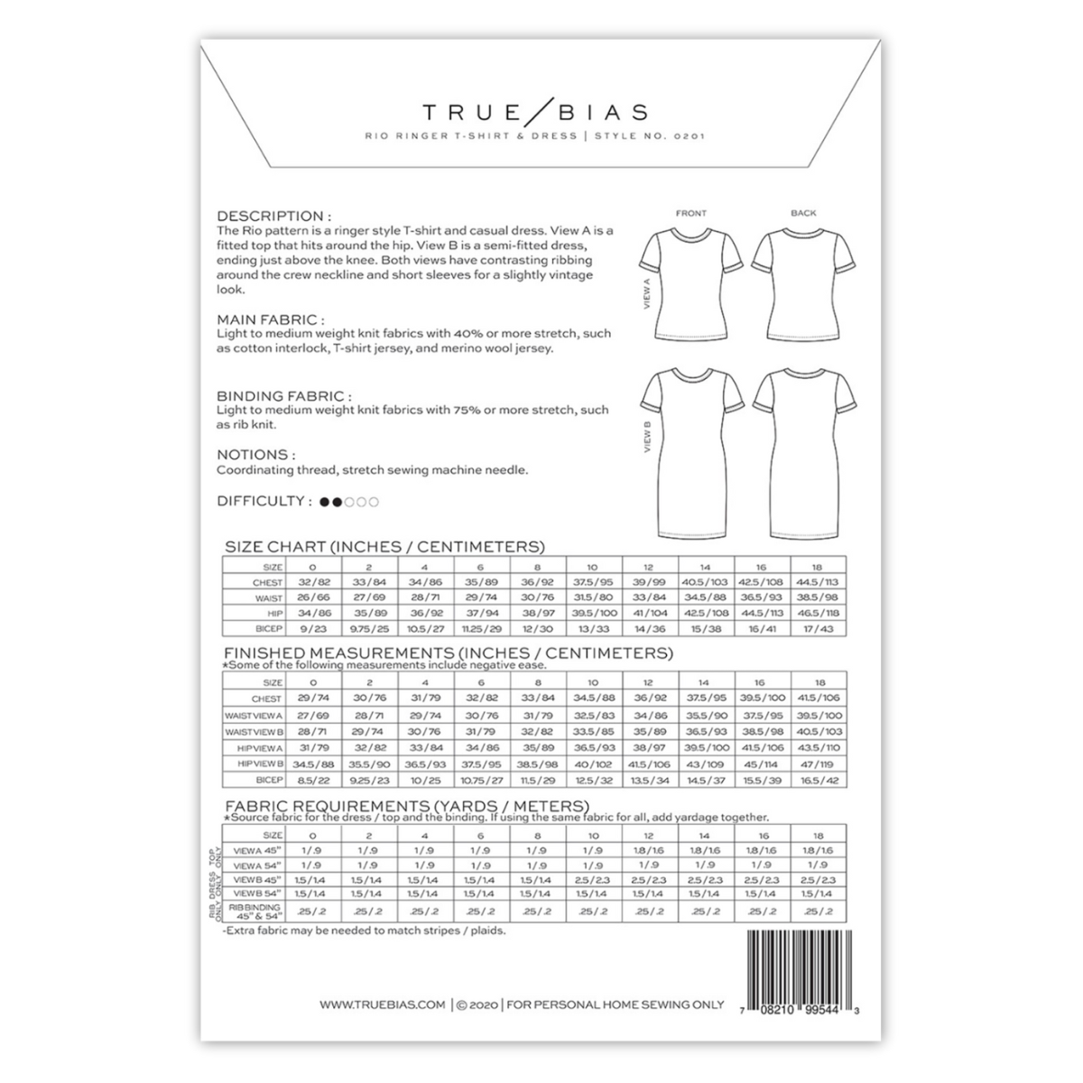 True Bias - Rio T-shirt and Dress