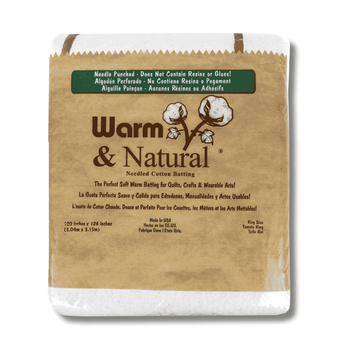 Warm & Natural Batting - King Size - 120" x 124"