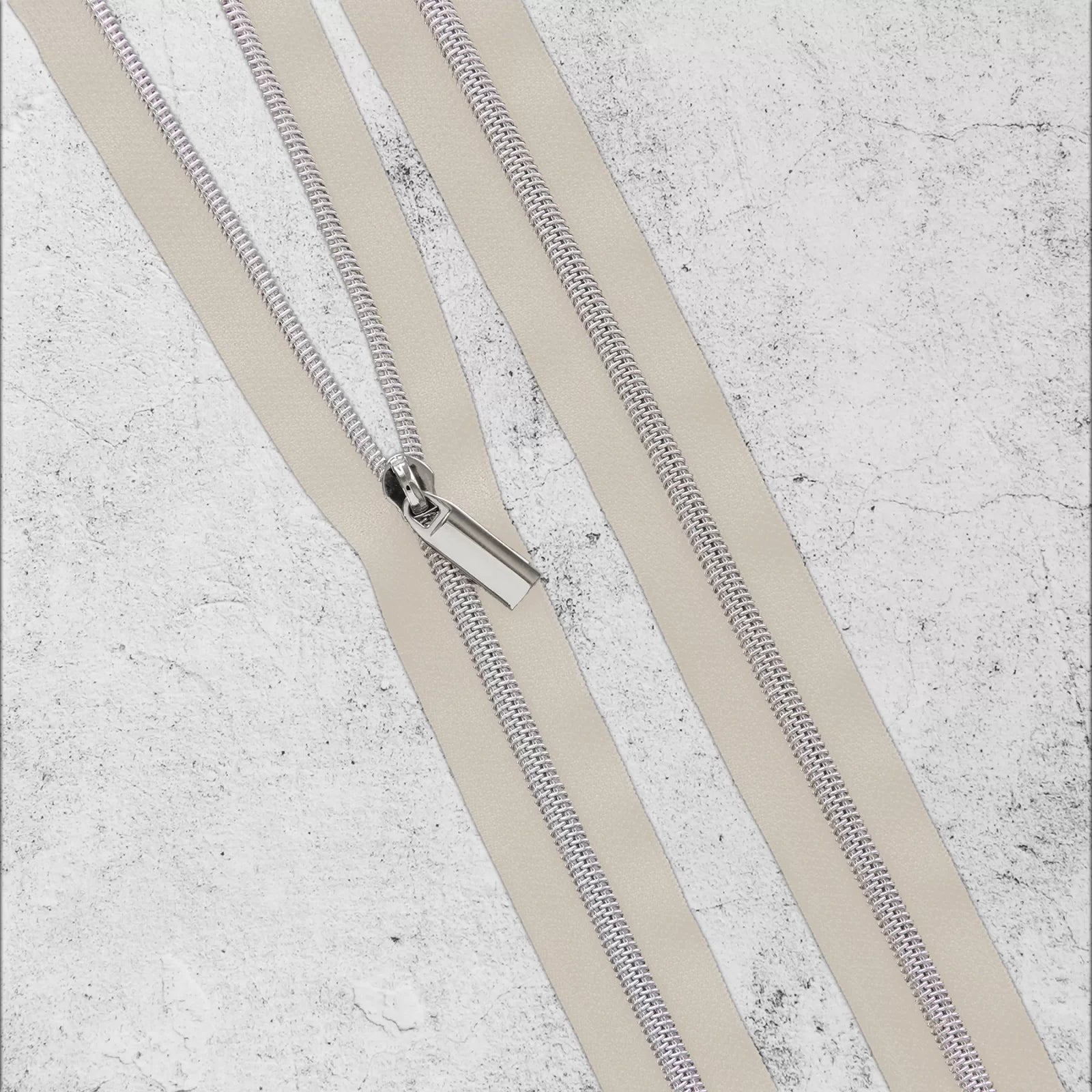 Sallie Tomato -  #5 Nylon Zipper By the Yard - Beige/Nickel