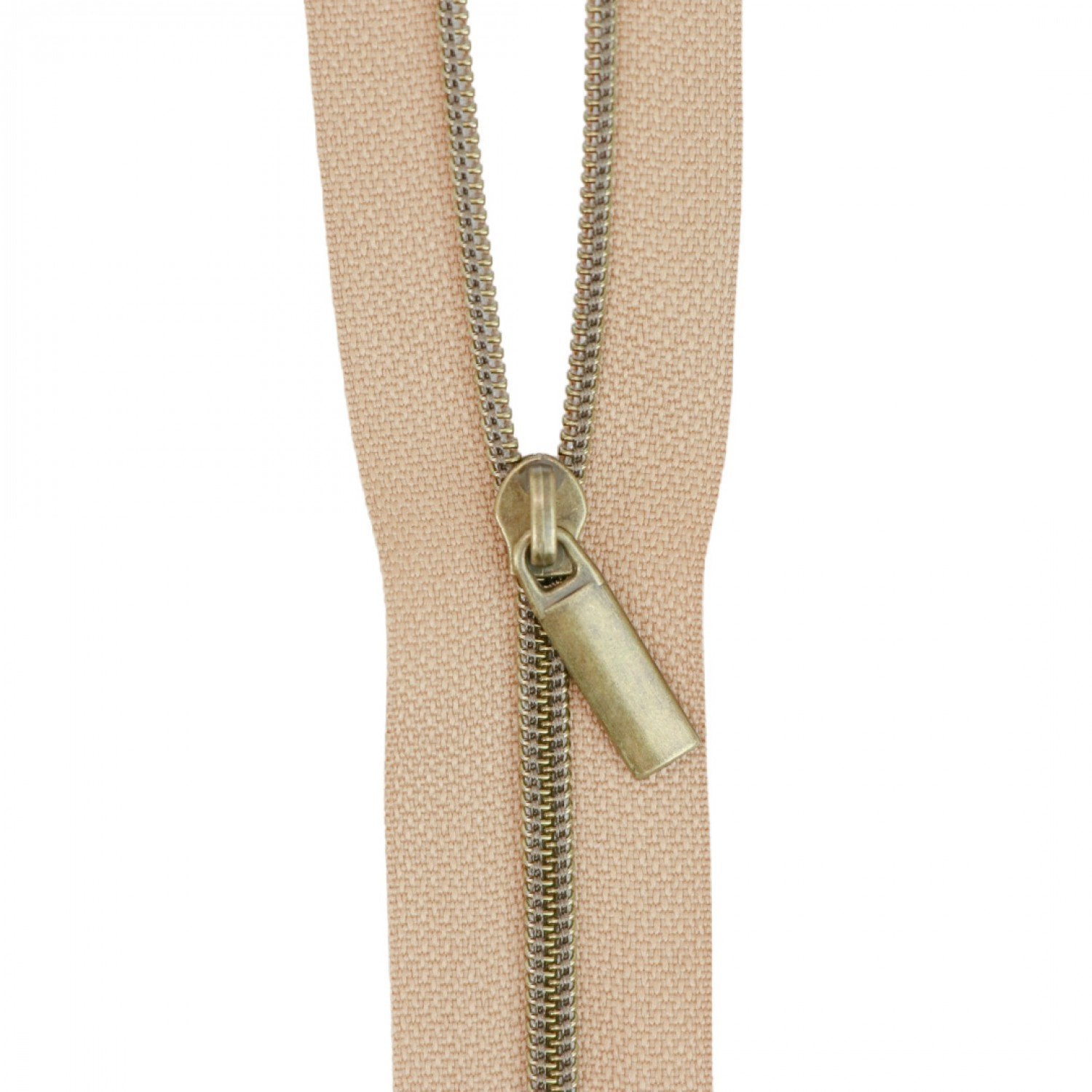 Sallie Tomato - #3 Nylon Antique Coil Zippers - 3 Yards with 9 Pulls - Natural