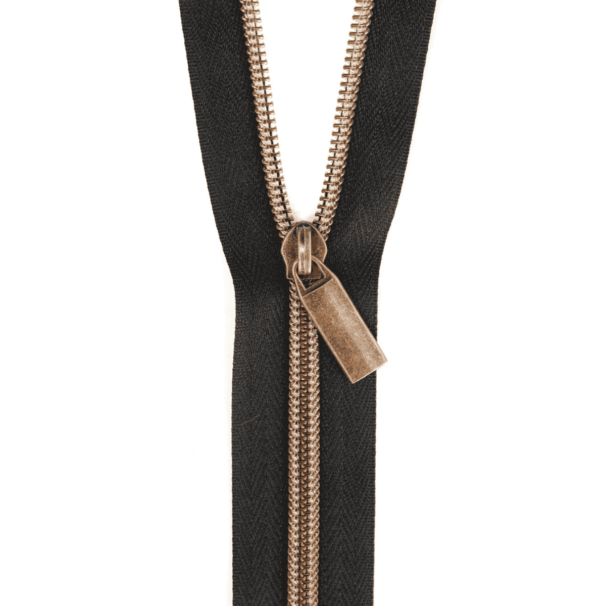 Zipper By The Yard Black Tape Antique Teeth #5