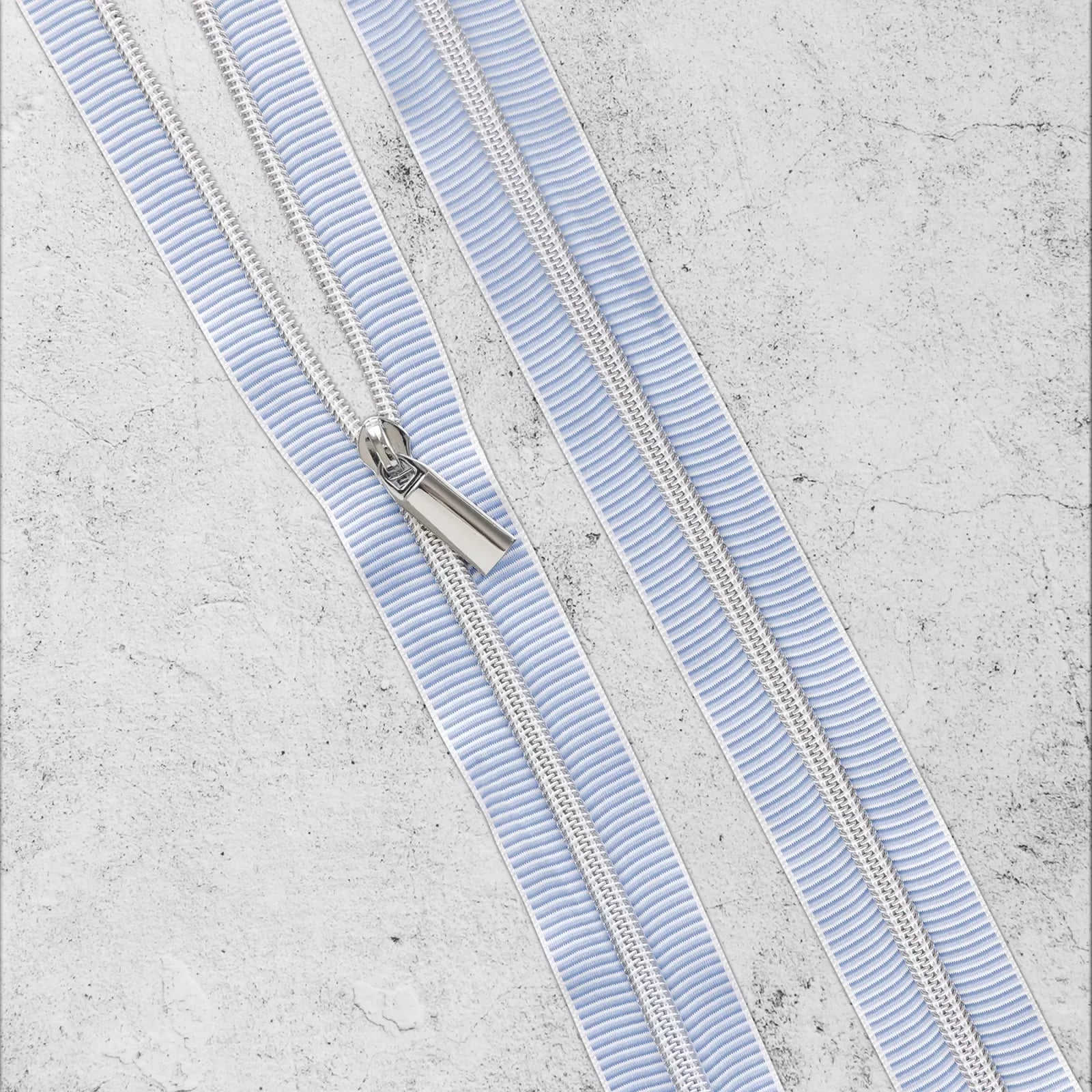 Sallie Tomato - #5 Nylon Zipper By the Yard - Marina and White/Nickel