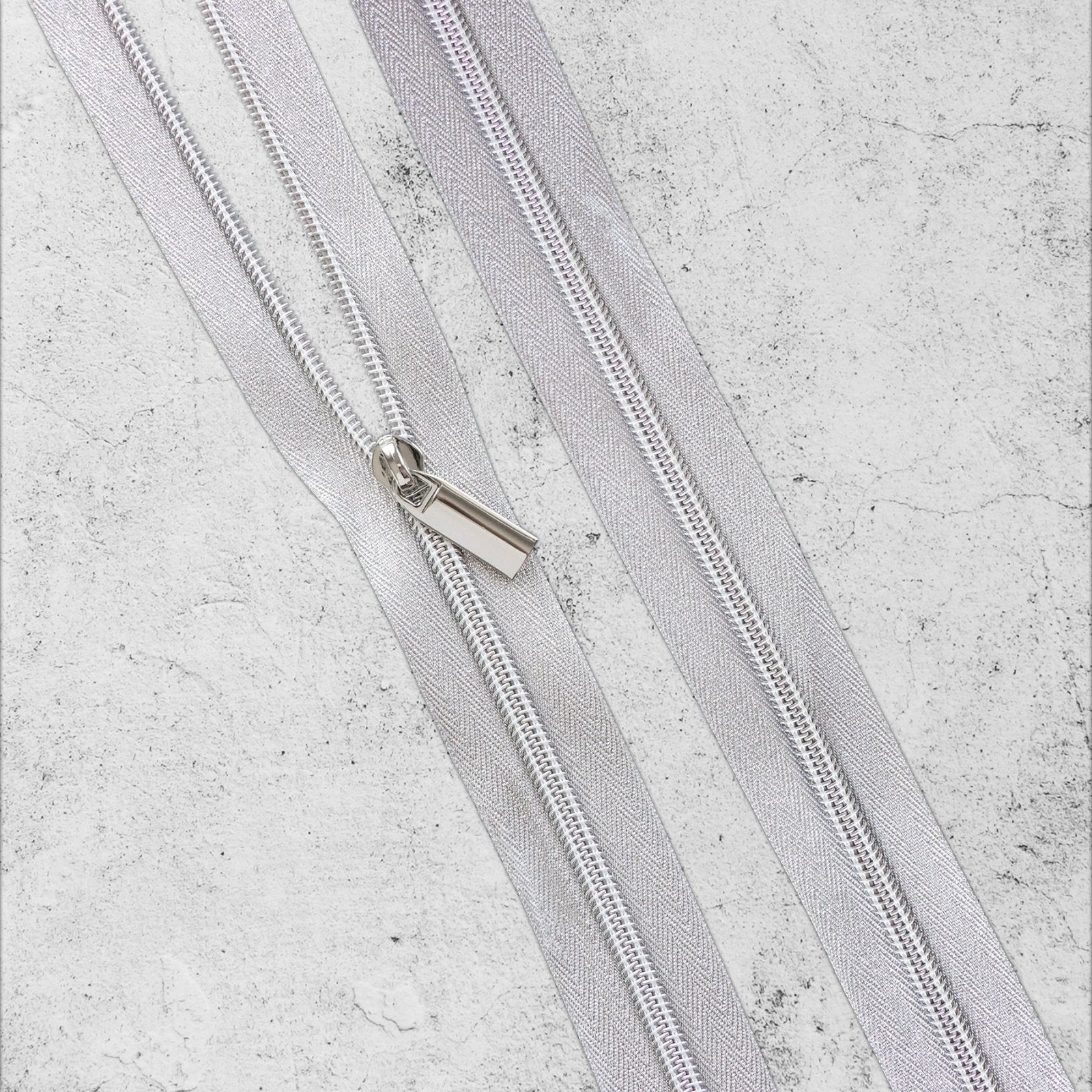 Sallie Tomato - #5 Nylon Zipper By the Yard - Silver Metallic/Nickel