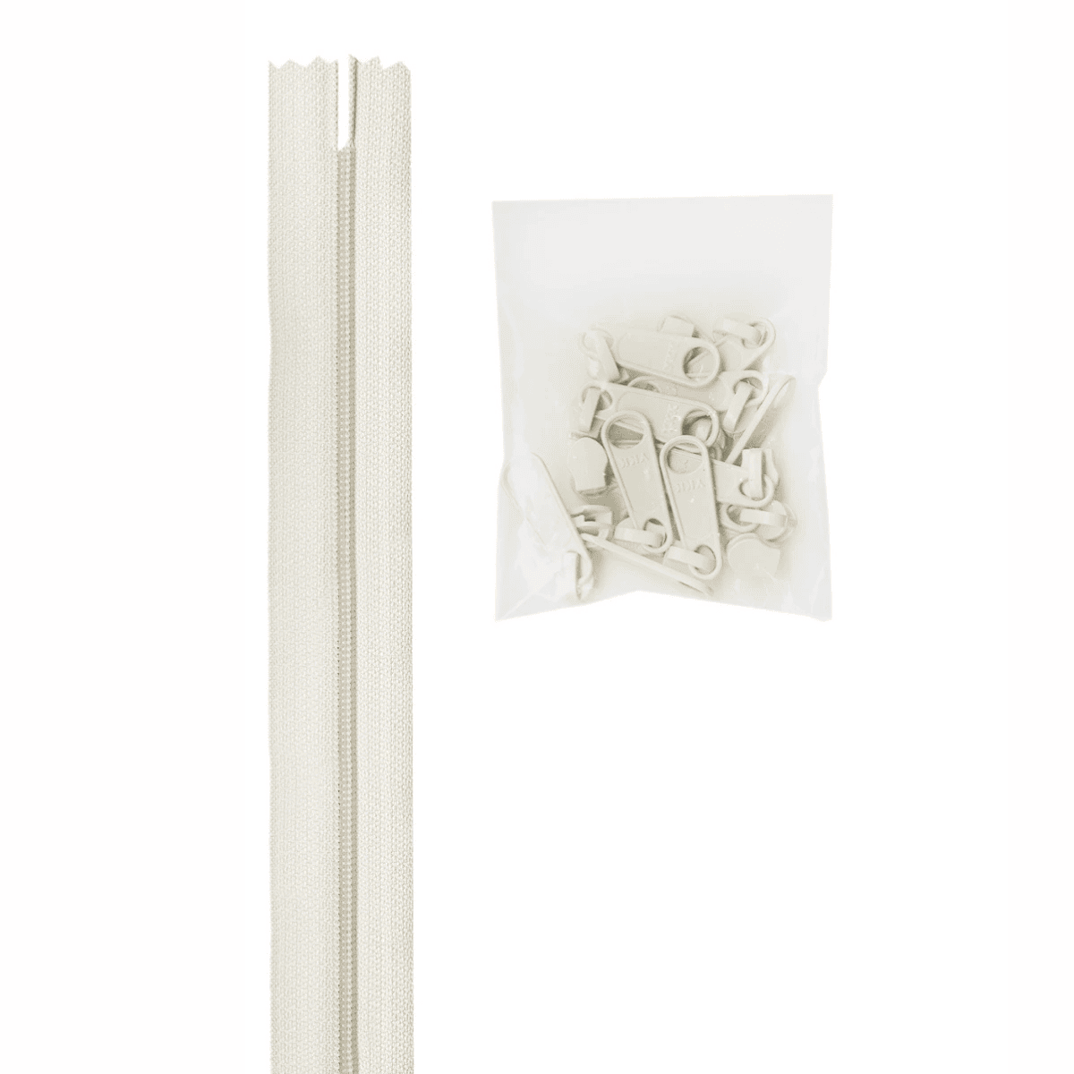 Zipper by the Yard - White