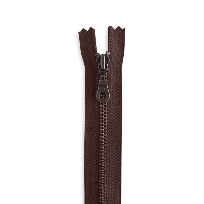 YKK Metal Zipper - Chocolate with Antique Brass Donut Pull