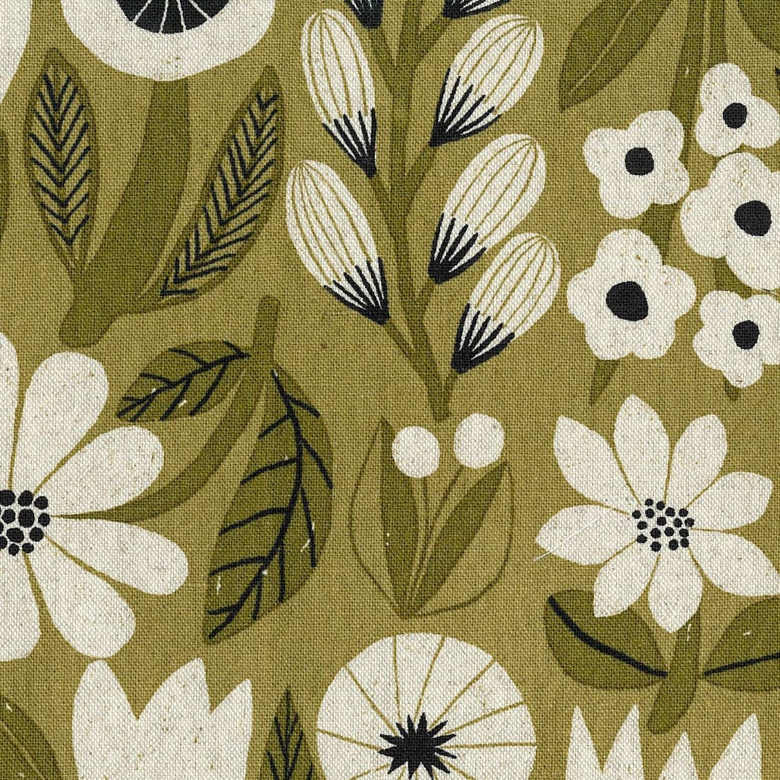 Gather - Flowers - Green Canvas 