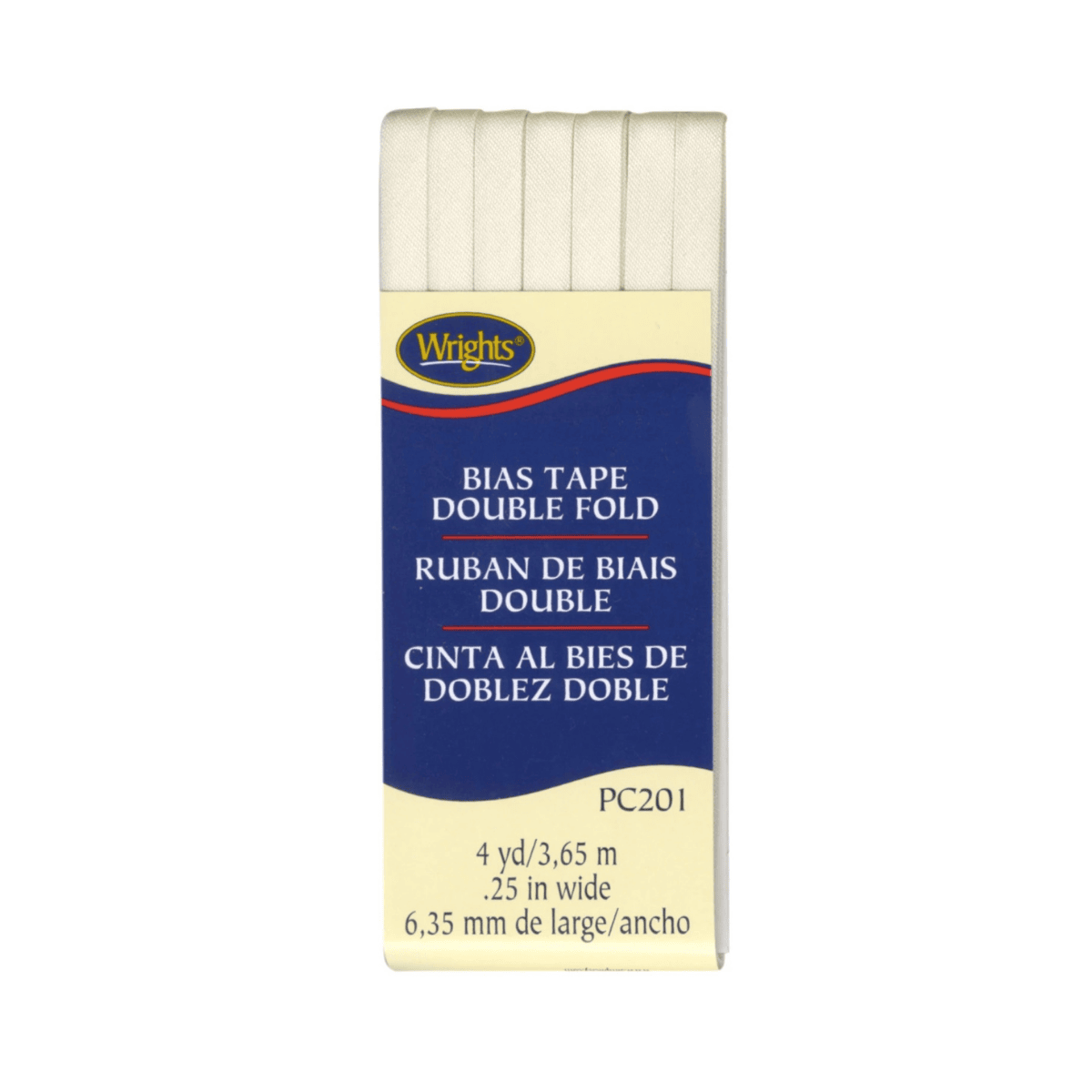 Wrights Double Fold Bias Tape Oyster - 1/4" wide by 4 yards