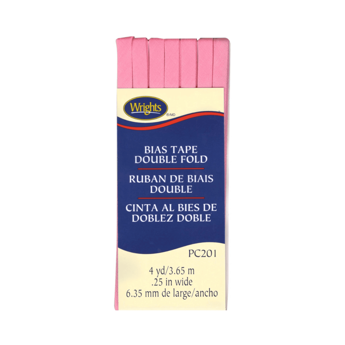 Wrights Double Fold Bias Tape Pink - 1/4" by 4 yards