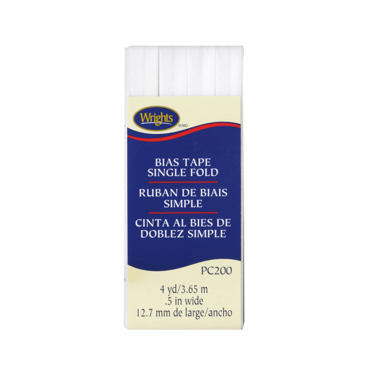 1/2" Single Fold Bias Tape - 4 yds - White