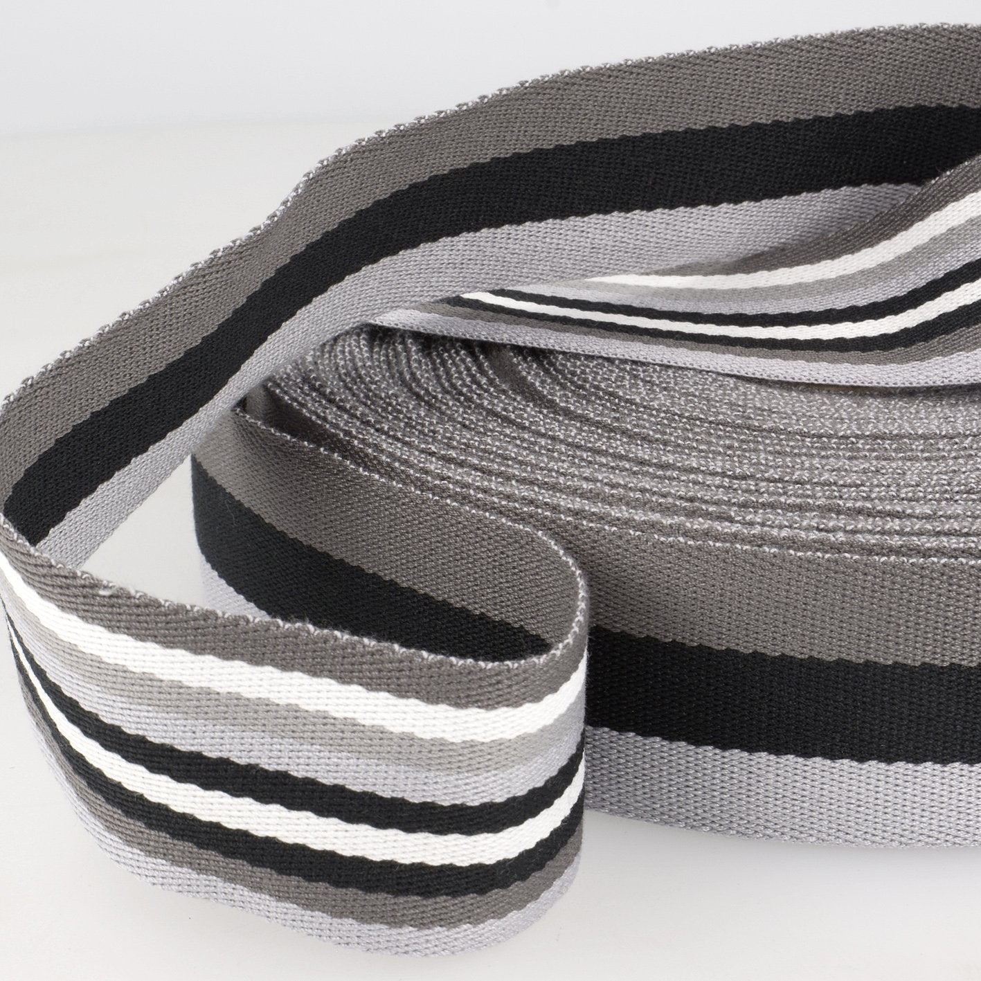 Cotton Webbing - 1-1/2" Wide - Stripe Double Face - Black (33)