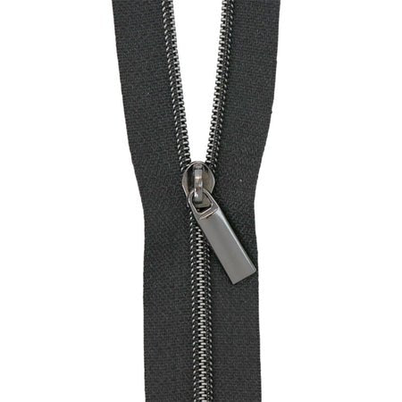Sallie Tomato - #5 Nylon Zipper By the Yard - Black/Gunmetal