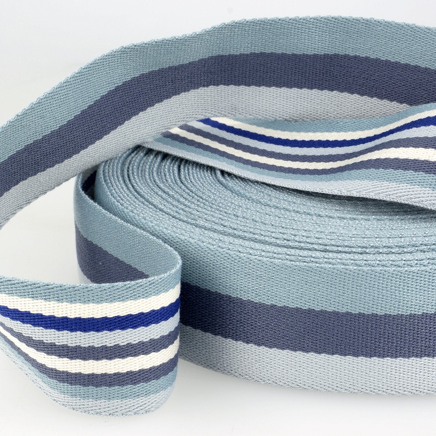 Cotton Webbing - 1-1/2" Wide - Stripe Double Face - Blue (21)