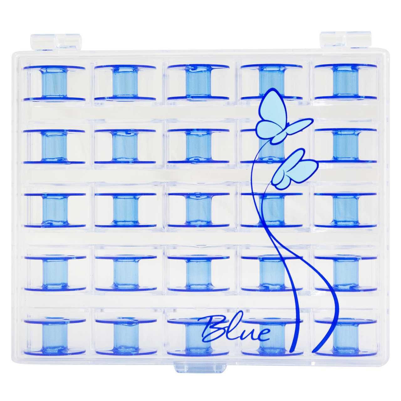 Janome Blue Bobbins in Case - Set of 25