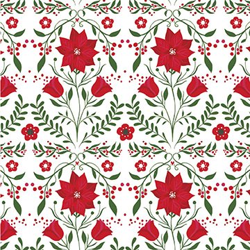 Cotton Poplin - Christmas Flowers