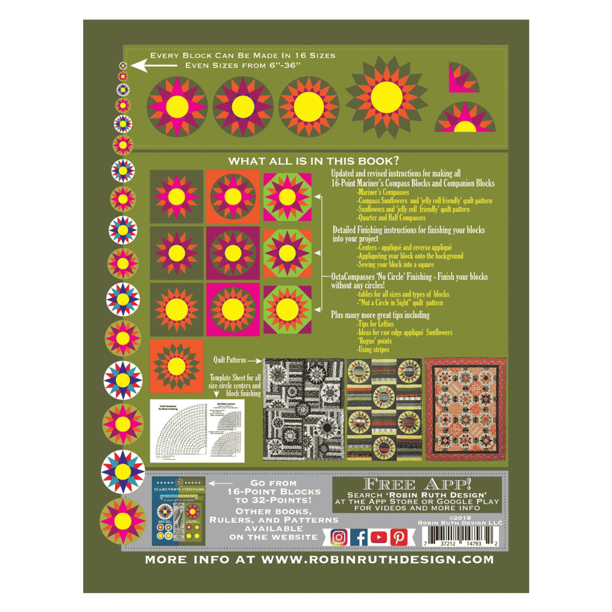 Fat Robin 16-Point Mariner's Compass Book and Ruler Combo