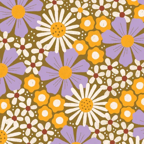 Retro Meadow - Cosmos - Mustard/Lilac
