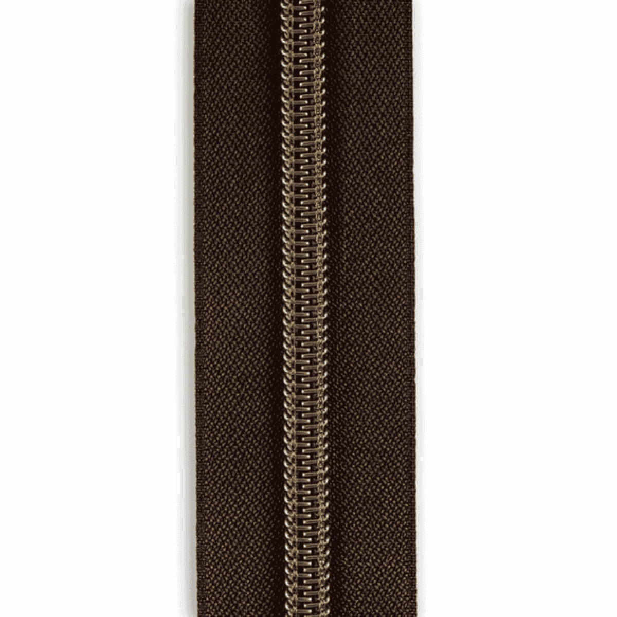 #5 Metallic Nylon Zipper By the Yard - Dark Brown