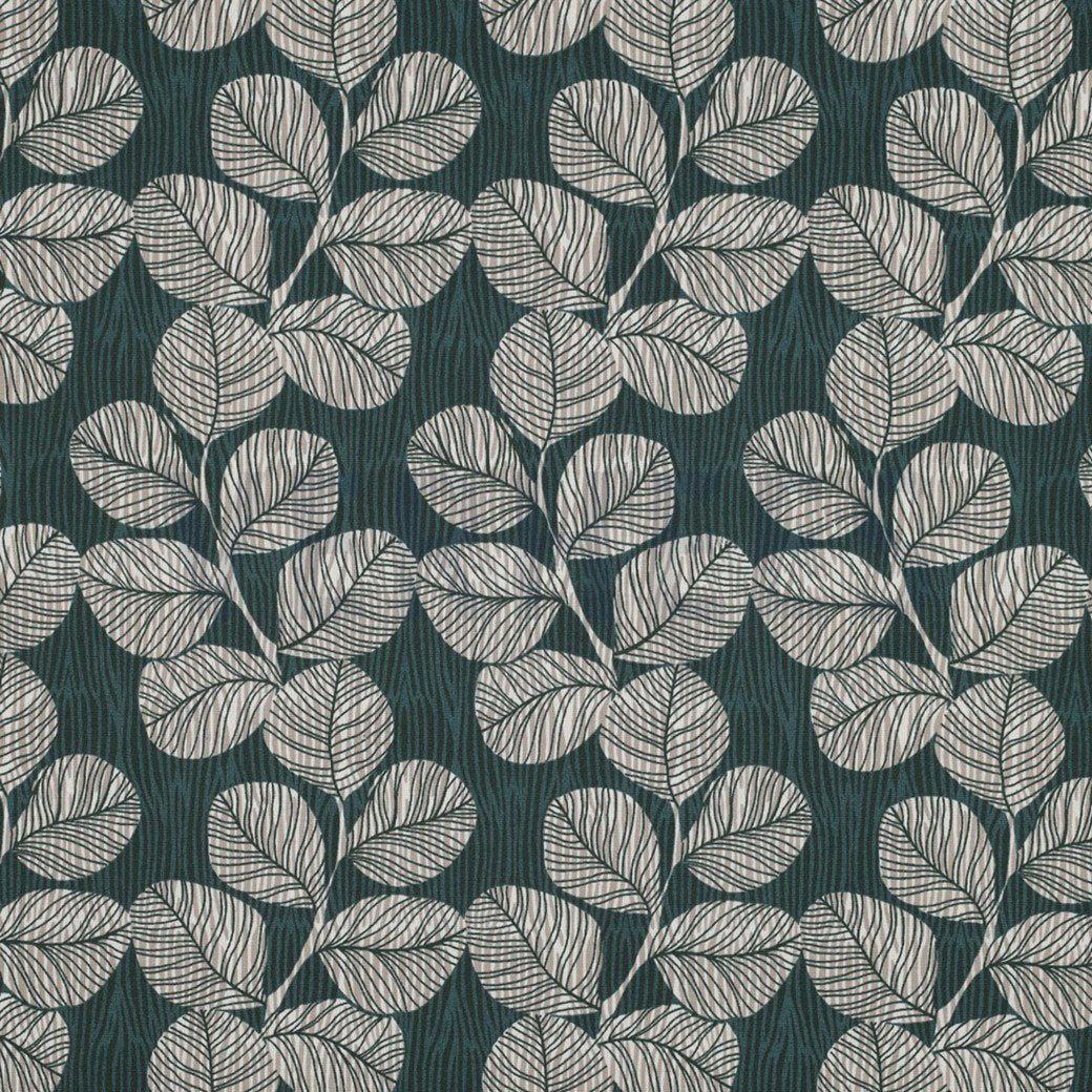 Coated Cotton - Leaves - Dark Petrol
