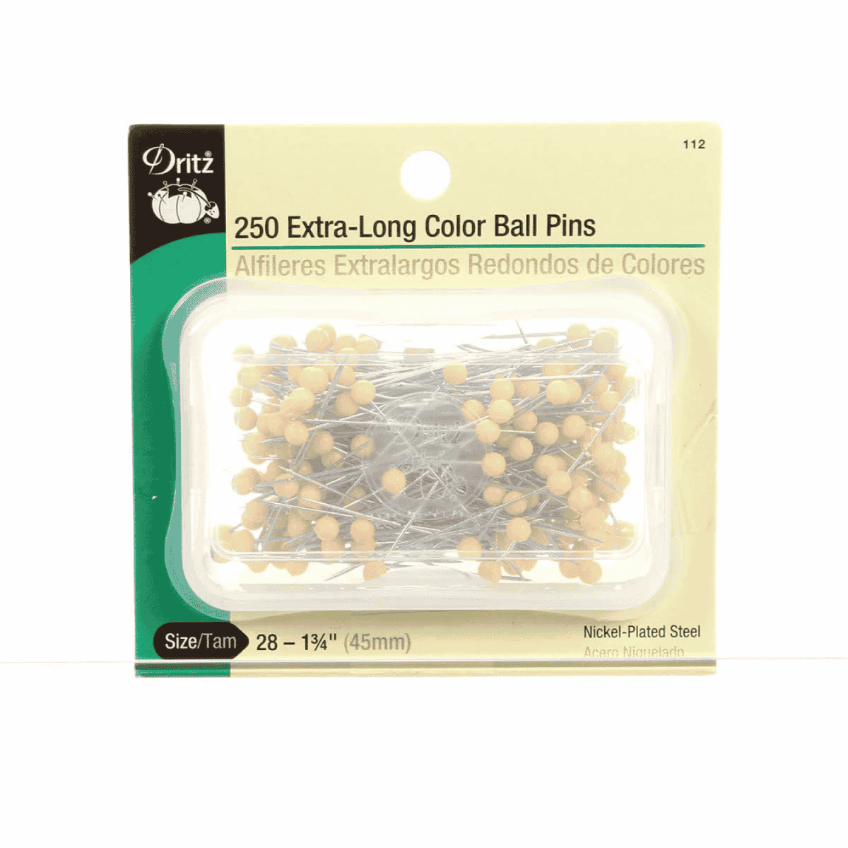 Extra Long Yellow Ball Head Pins - 250 count