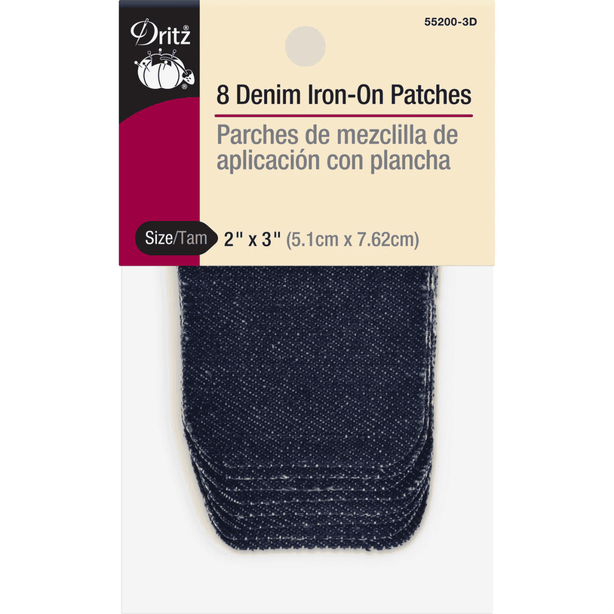 Denim Iron-On Patches - 2" x 3" - Dark Denim