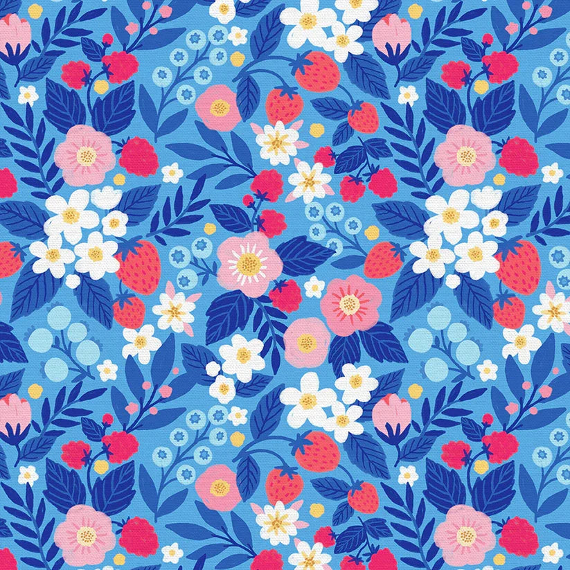 Berries & Blossoms - Floral Berry - Blue