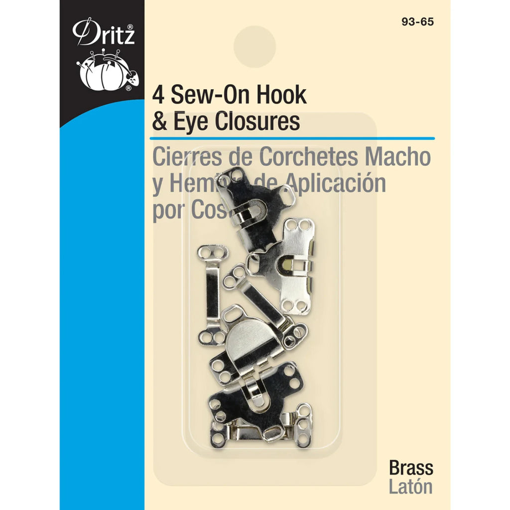 Sew-On Hook & Eye Closures - Nickel Finish