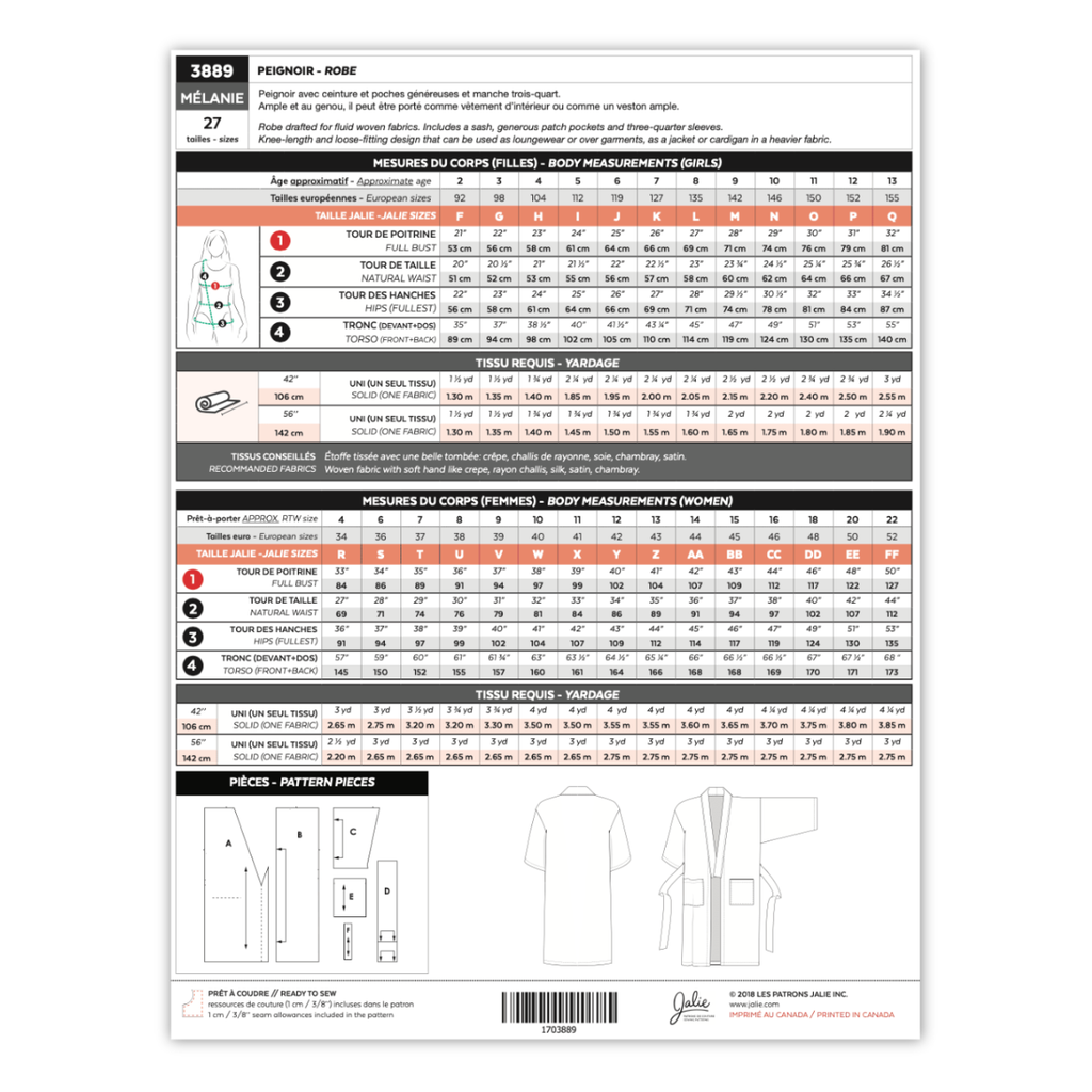 Jalie Patterns - Melanie Kimono Robe